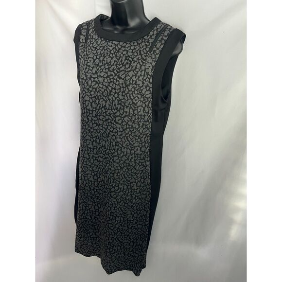 Lapis Leopard Print Black Grey Sheath Dress Sze L Animal Print Office Career 90s - Picture 4 of 11